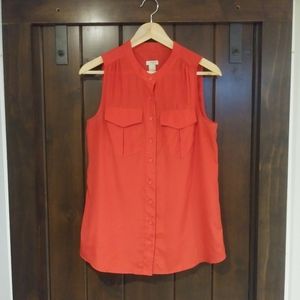 J.Crew Red Sleeveless Blouse Size 4